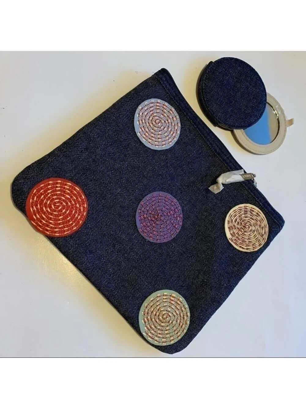 Bath and Body Works Dark Wash Denim Cosmetic Case with Mirror Set